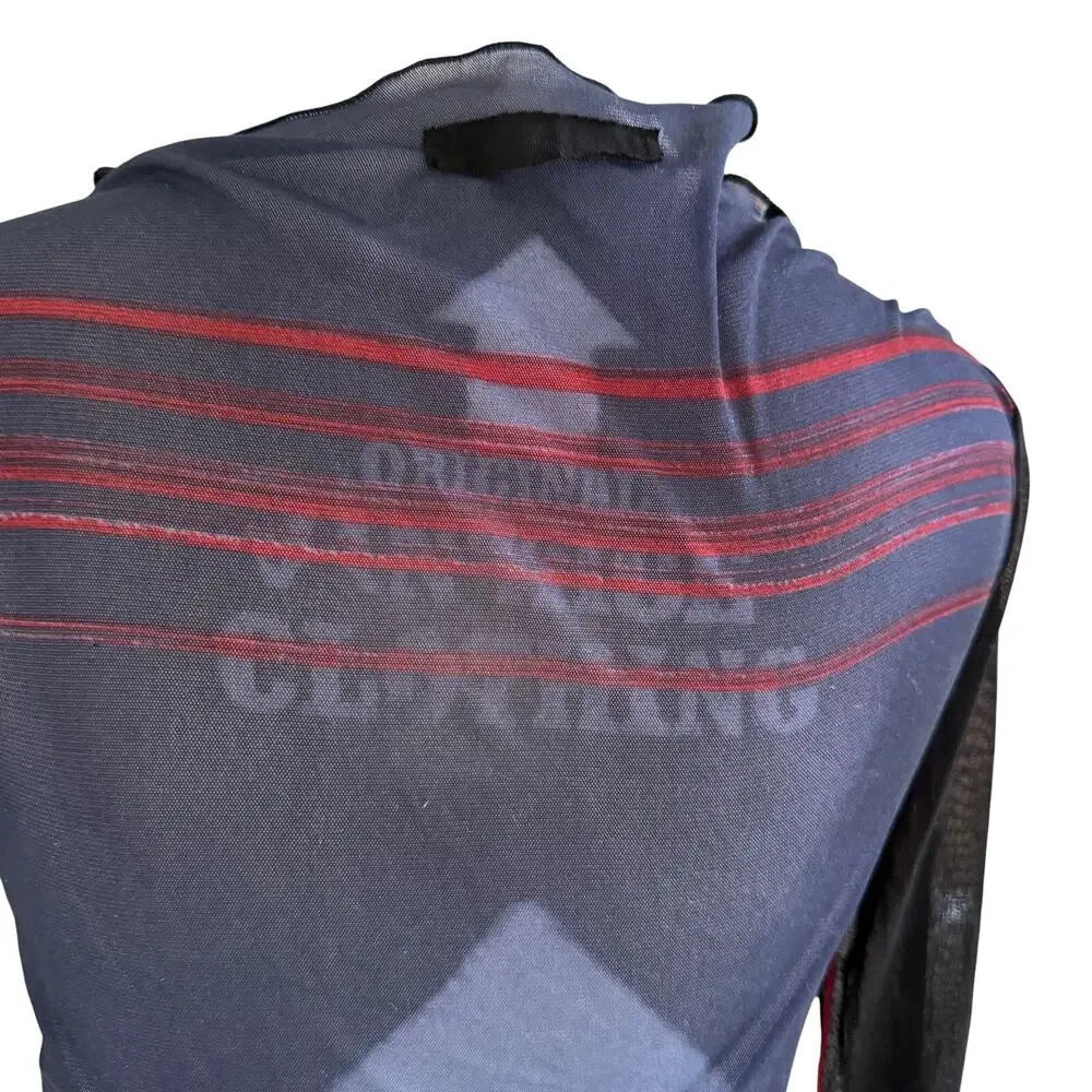 Vintage Cop.Copine Mesh Knit Cutout Top Made in France Black Red Size 1 XS S - Picture 6 of 9